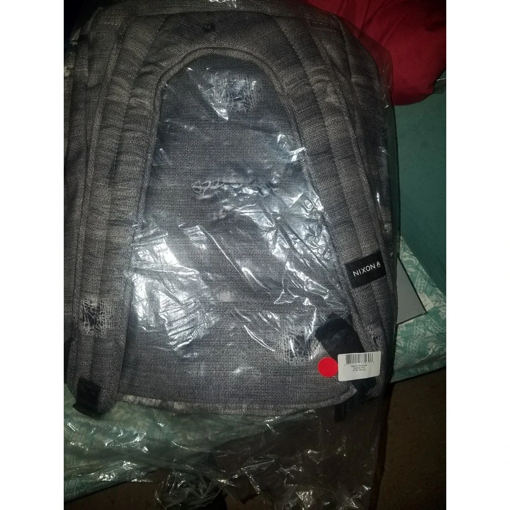 NIXON‎ Backpack Beacons Gray White Black Print Textured Woven
